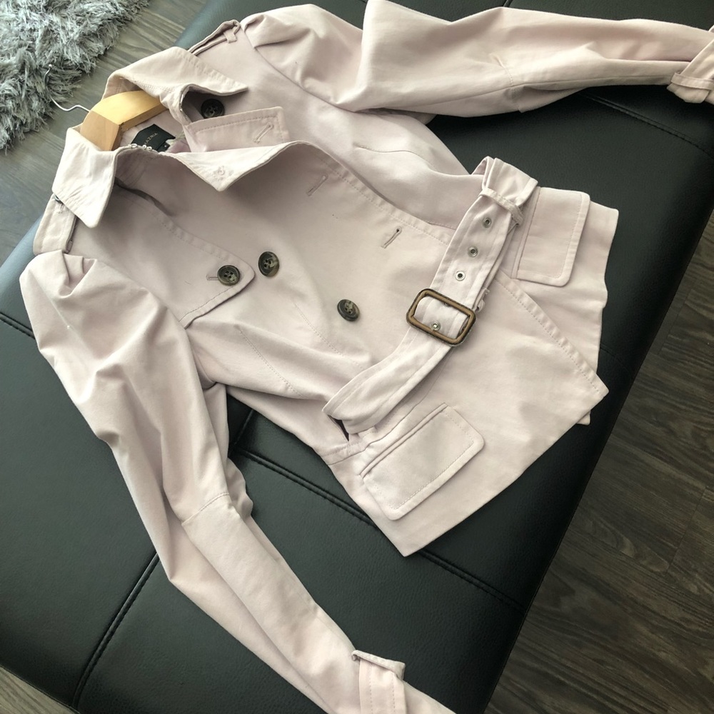 BCBG Lavender Double Breasted Crop Jacket Trench